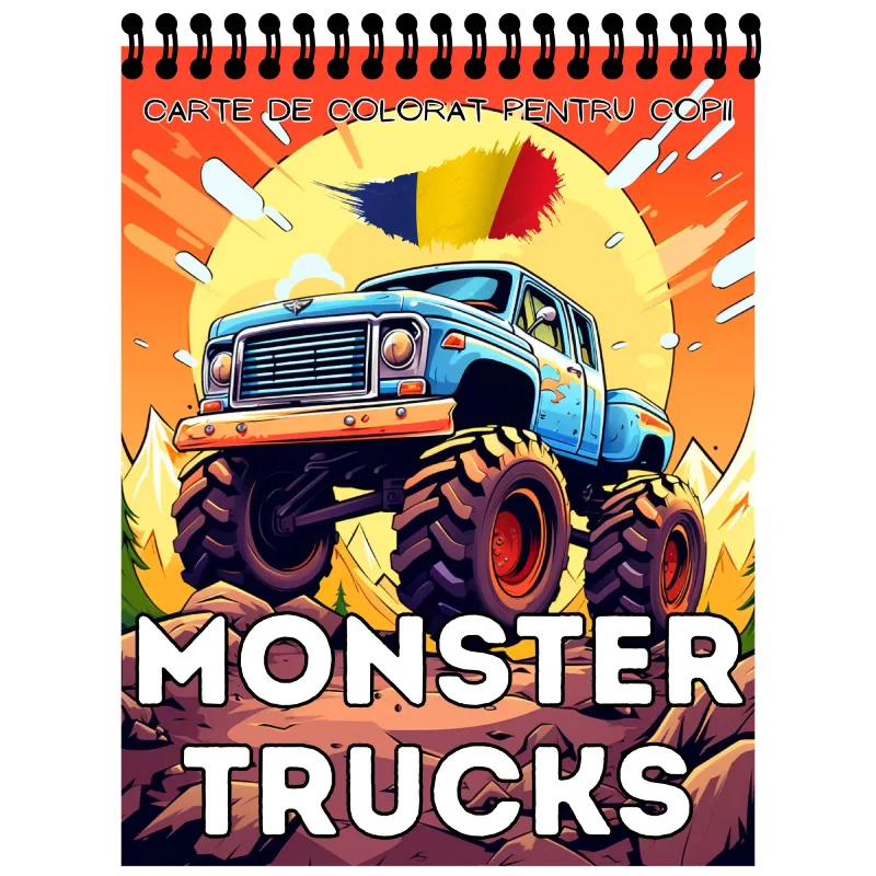 carte de colorat pentru copii cu camioane monster truck